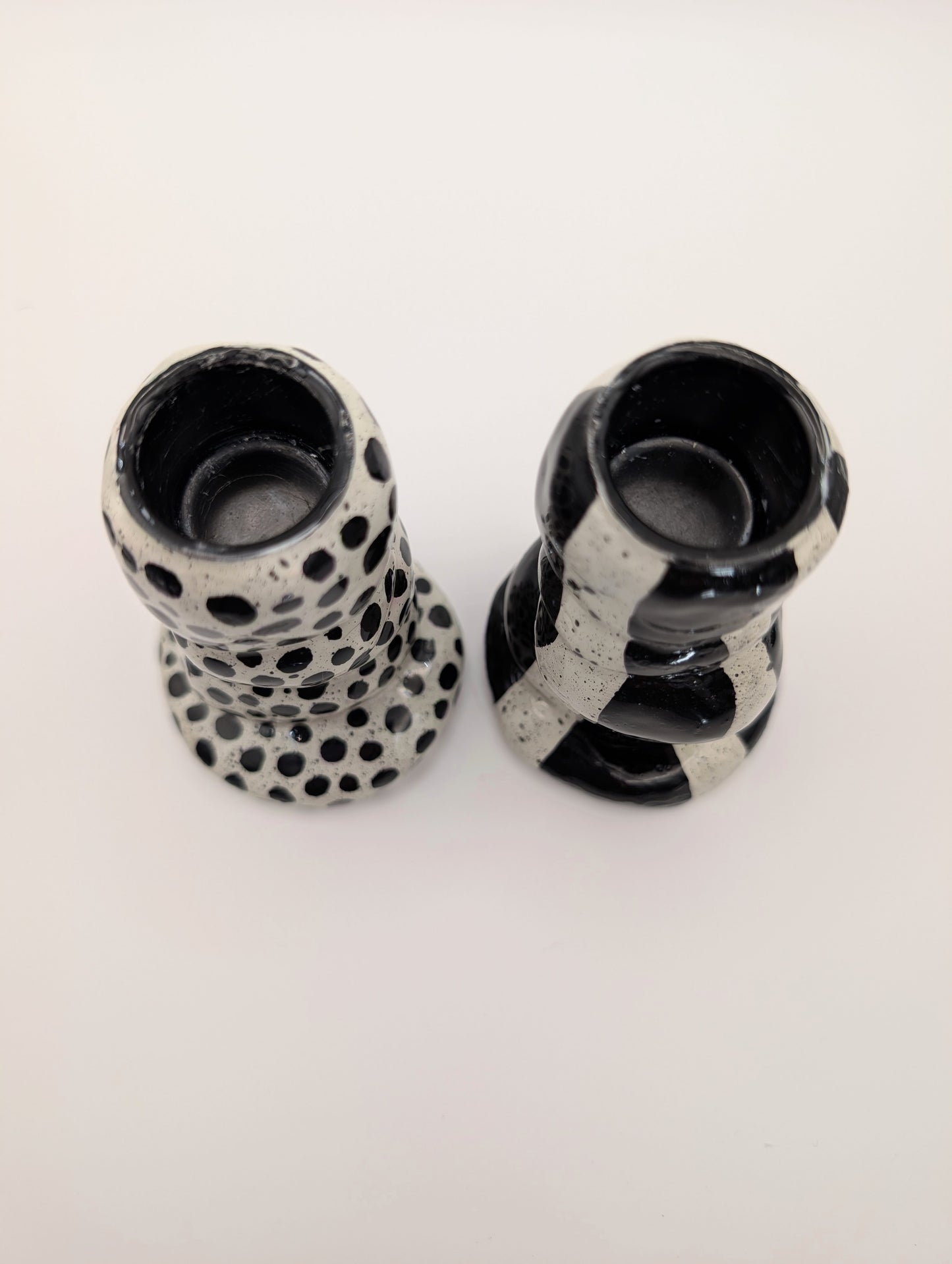 Black and White Candlestick holders