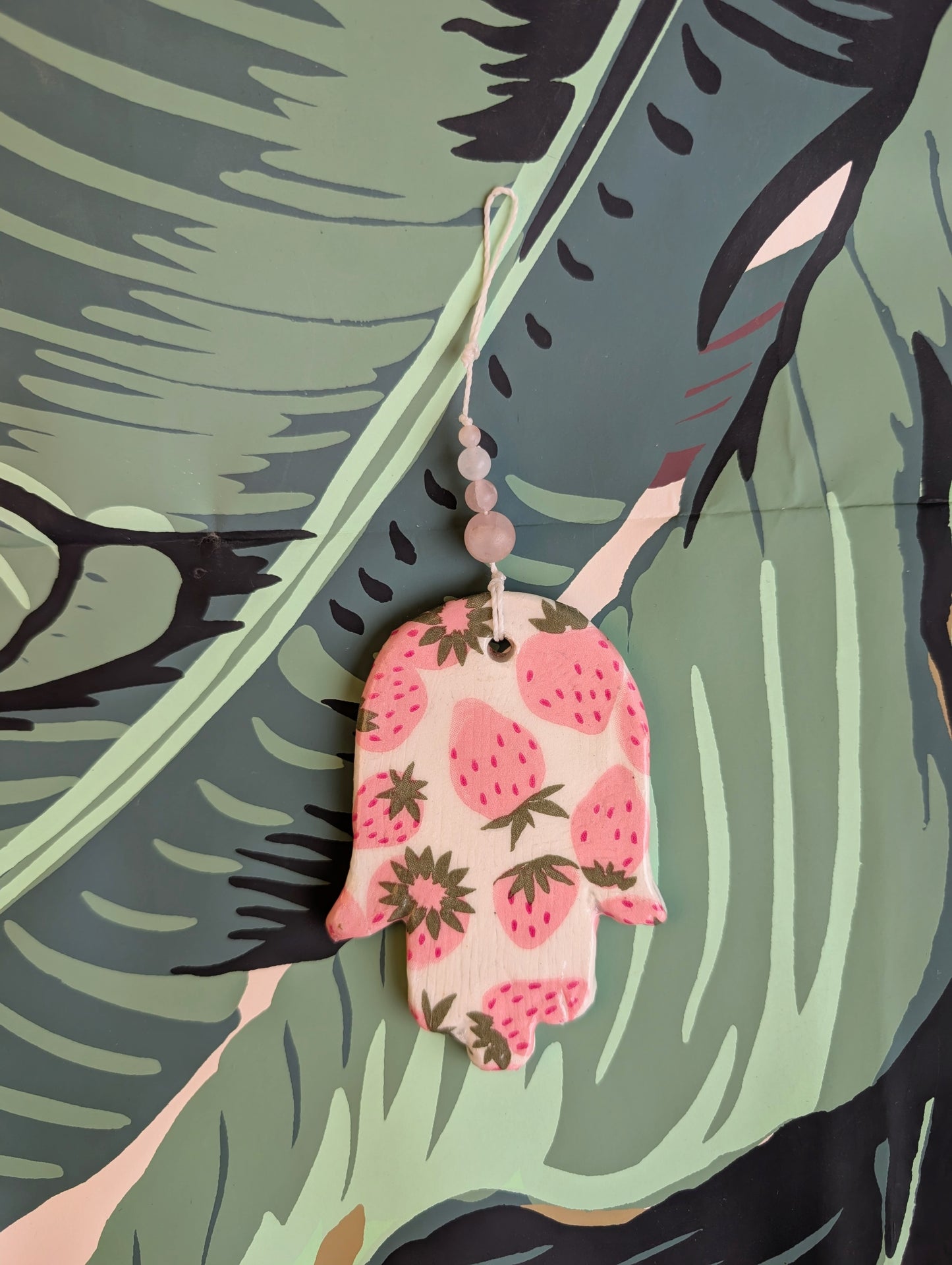 Hamsa wall art in strawberry print
