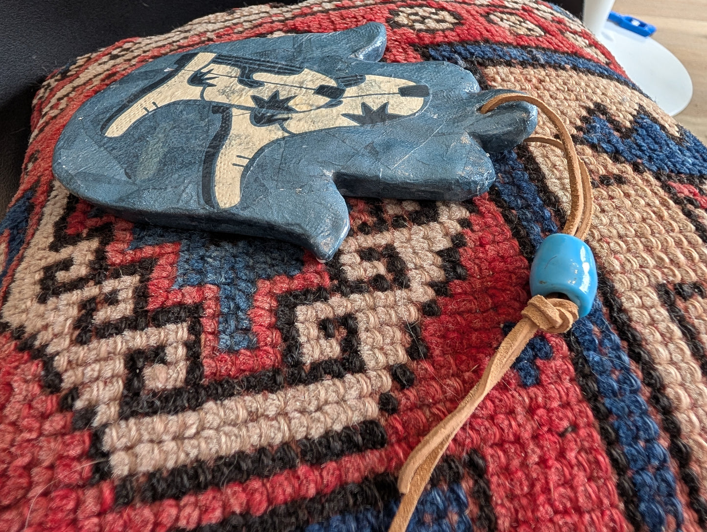 Hamsa wall art in blue patchwork cowboy boots