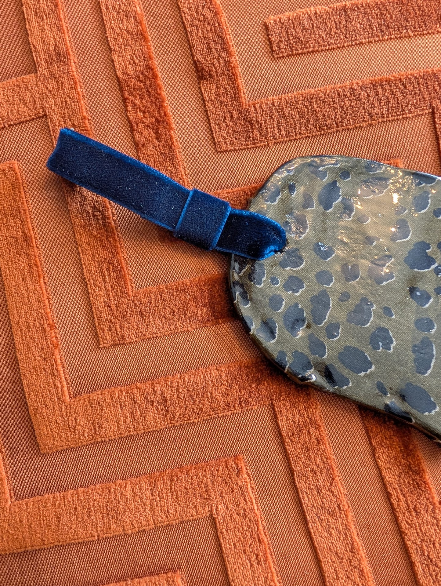 Hamsa wall art in olive and navy leopard print