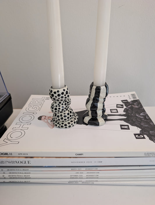Black and White Candlestick holders