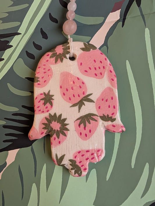 Hamsa wall art in strawberry print