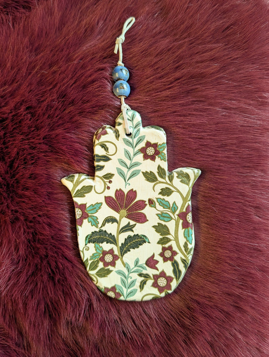 Hamsa wall art in vintage floral print