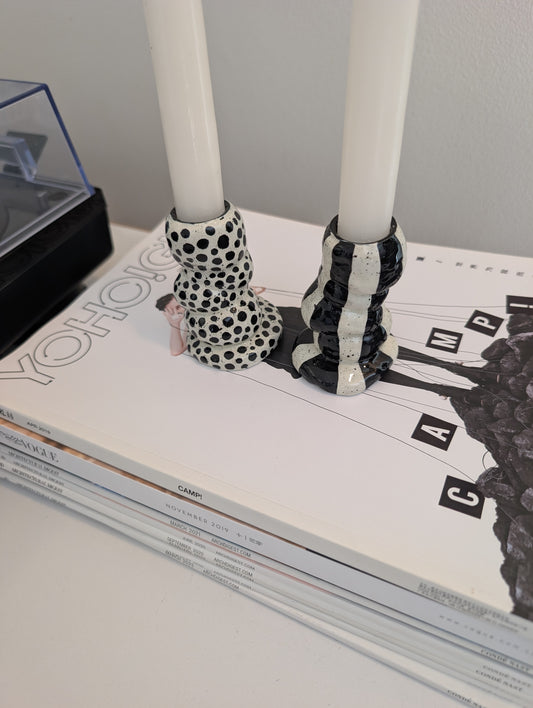 Black and White Candlestick holders